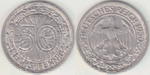 1930 J Germany 50 Pfennig A001447